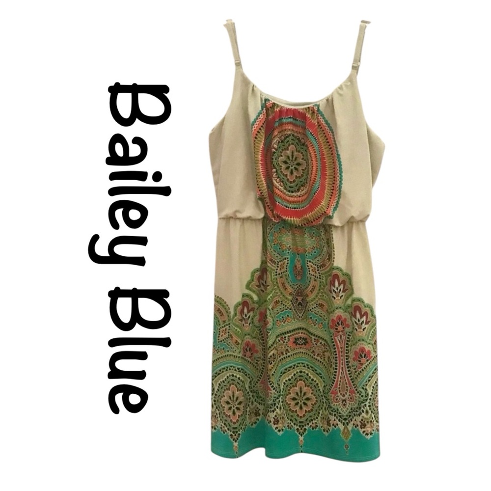 BAILEY BLUE Boho Paisley Mandala Dress